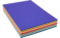 Tekenpapier A4, assorti in 12 kleuren 240 vel, 120 grs.