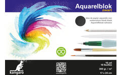 Aquarelpapier 17 x 24 cm zwart 300 gram, 16 vel