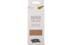 Papieren rietjes naturel 6 mm x 19,7 cm, 25 stuks