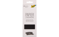 Papieren rietjes zwart 6 mm x 19,7 cm, 25 stuks