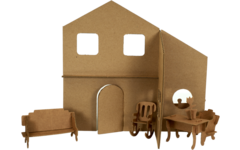 Poppenhuis gestanst, 12 stuks