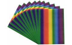 Ribbelkarton fijne golf 25 x 32 cm regenboogkleuren, 10 vel