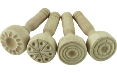 Kleistempel hout diverse patronen, 4 stuks