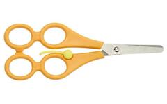 Schaar 17 cm Therapeuten 4-ogen en veer  linkshandig geel