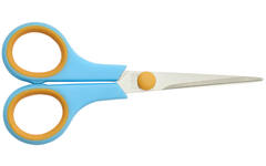 Schaar 14 cm soft-grip links- en rechtshandig blauw