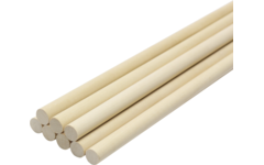 Stokjes hout rond 12 mm x 33 cm, 20 stuks