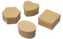 Papier mache doosjes, 12 stuks