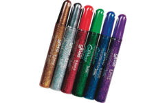Glitter lijmpen, 6 kleuren metallic 9,5 ml