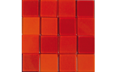 Acrylmozaïek 1 x 1 cm transparant rood 205 stuks