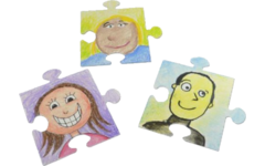 Puzzelstukjes karton 23 x 24 cm, 100 stuks