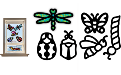 Glas in lood kader insecten 6 designs, 24 stuks