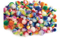 Pompons regenboog strepen, 180 stuks