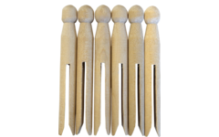 Retro houten wasknijpers 11 cm, 6 stuks
