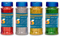 Glitter biologisch afbreekbaar 120 gram assorti, 4 stuks