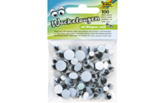 Plakogen beweegbaar met wimper zwart/wit ass. vormen en maten
