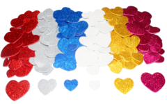 Foamstickers glitter hartjes assorti, 200 stuks