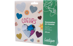 Foamstickers glitter hartjes assorti, 200 stuks