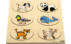 Rolf Puzzels - Reliëfpuzzel maak een geheel - dieren passen - 12 stukjes