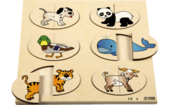Rolf Puzzels - Reliëfpuzzel maak een geheel - dieren passen - 12 stukjes