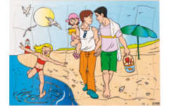 Rolf Puzzels - Puzzel familie op het strand, 32 stukjes