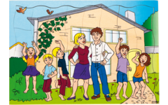 Rolf Puzzels - Puzzel familie en hun nieuwe huis, 32 stukjes