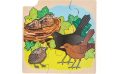 Rolf Puzzels - Groeipuzzel merel 4-lagen, 36 stukjes