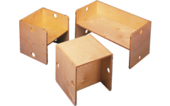 Rolf More - Bank/Tafel Kuben kleuteruitvoering naturel 72 x 36 x 36 cm ongemonteerd