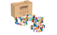 BiOBUDDi Domino 150, mix van 6 kleuren, inclusief 10 figuren