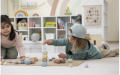 Houten edelstenen pastel