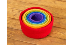 Regenboog nestelkommen, 7 stuks van vilt