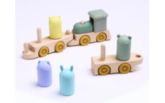 Trein, hout met siliconen