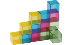 Blokkenset gekleurd transparant 5 x 5 x 5 cm 16 stuks