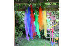 Regenboog organza stof