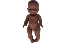 Pop jongen Afrikaans zonder haar, 30 cm, Les Pluminis