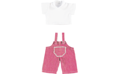 Poppenkleertjes tuinbroek rood met shirt 40 cm
