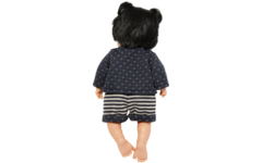 Pop meisje Aziatisch met haar en kleding, 40 cm, Les Pluminis