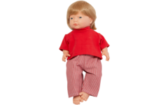 Pop meisje Europees met haar en kleding, 40 cm, Les Pluminis