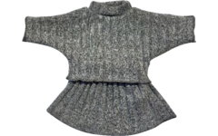 Poppenkleertjes Grijze ribrok en grijs rib T-shirt, 40 cm