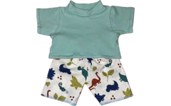 Poppenkleertjes broek dino en T-shirt lichtblauw, 30 cm