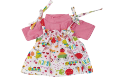 Poppenkleertjes Jurkje met opdruk en een roze t-shirt, 40 cm