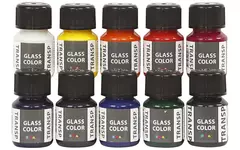 Glas- en porseleinverf assorti 10 x 30 ml