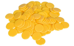 Rekenfiches geel  25 mm, 100 stuks