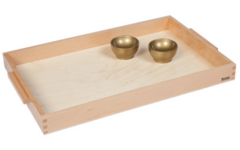 Houten aanbiedingsblad met 2 bakjes