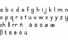 Kleine letters: blokschrift, zwart