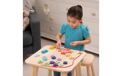 Rijgfiguren, regenboog,van hout