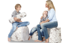 Poef indoor Noorse berk, 45 cm hoog