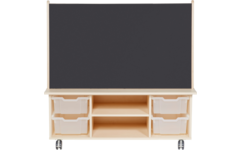 Bordenkar Ahorn 1x magnetisch whiteboard, 1x krijtbord