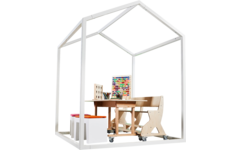 Huisje van balken 6x6 cm, hout 2x2x2 m, dakhoogte 2,5 m