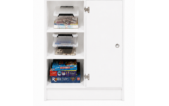 Kast 180 graden onder, 100x90x50 cm (lxbxh)| wit, op plint, deuren wit/Ahorn