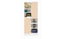 Kast 180 graden onder, 100x90x50 cm (lxbxh)| wit, op plint, deuren wit/Ahorn